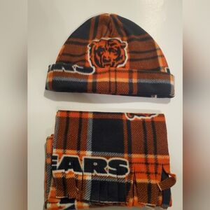 New Chicago Bears fleece Beanie/Scarf Set Hand Crafted Adult sz